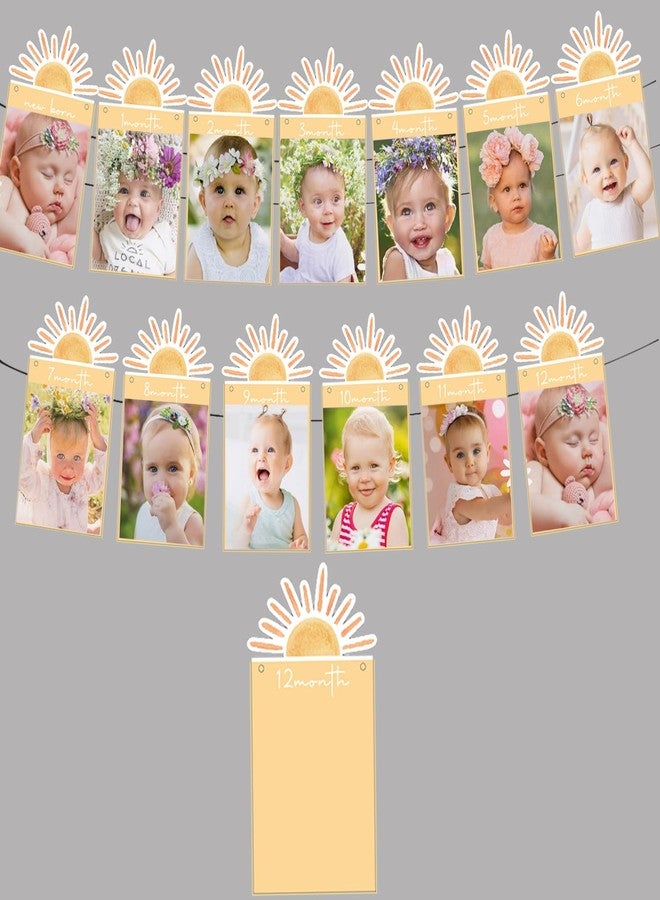 BIGKEOKI First Trip Around the Sun 12 Month Photo Banner Boho Sun 1st Birthday Decorations Party Supplies Sunshine First Birthday Decor for Baby Boys & Girls - Image 3